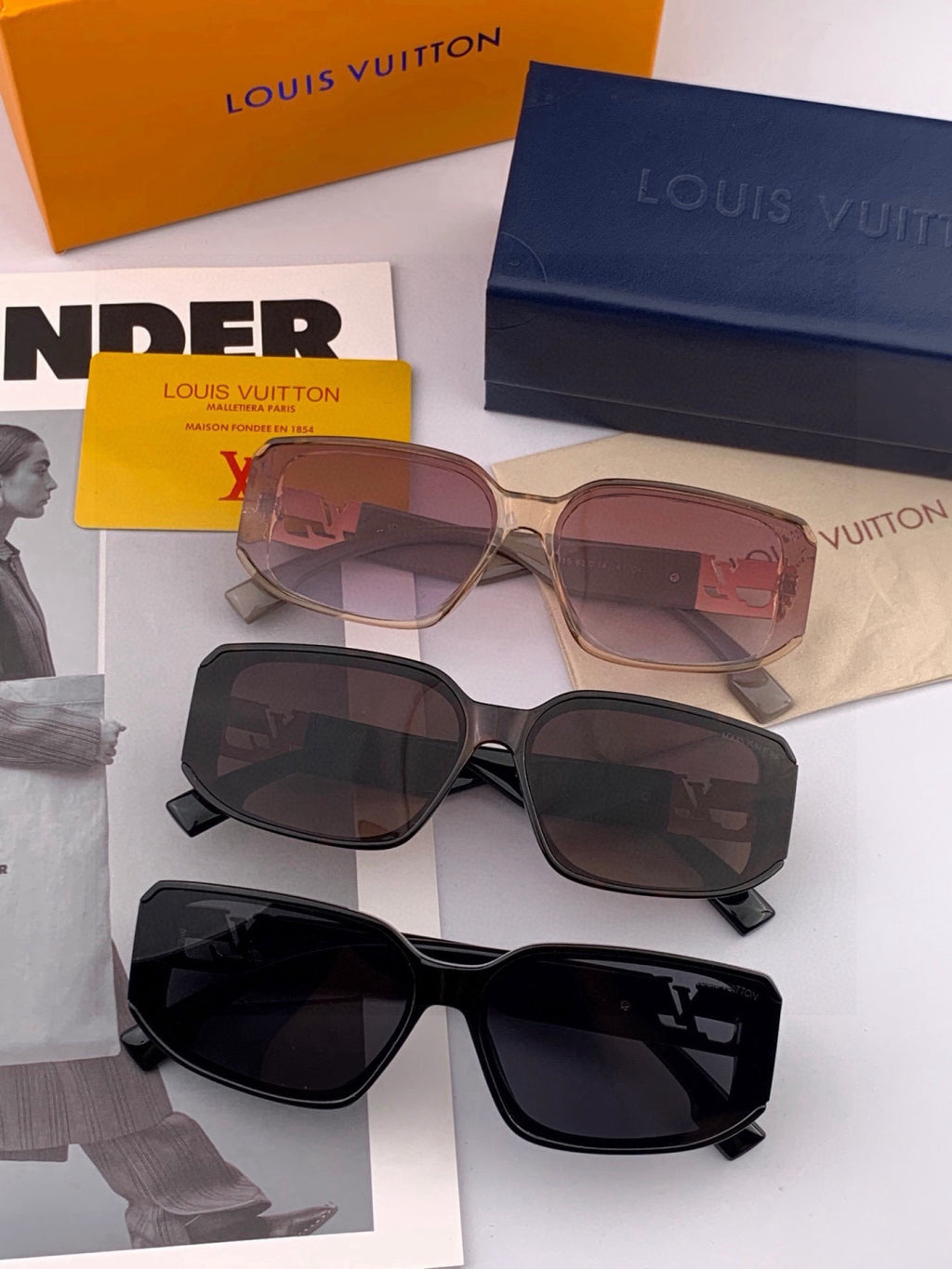 Louis Vuitton L5551 Square Black Lens Sunglasses for Men & Women - detail image 7