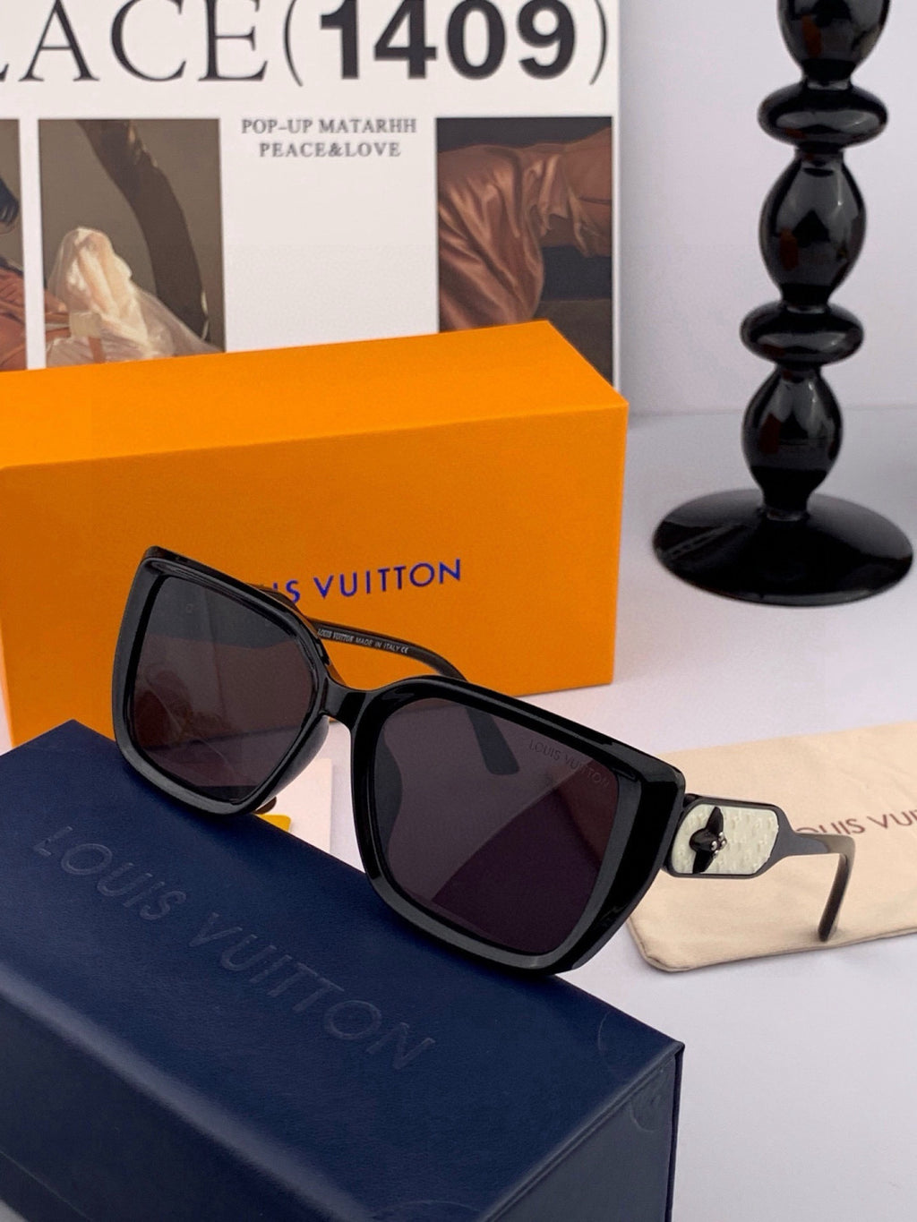 Louis Vuitton L6221 Square Black Lens Sunglasses for Men & Women - detail image 4