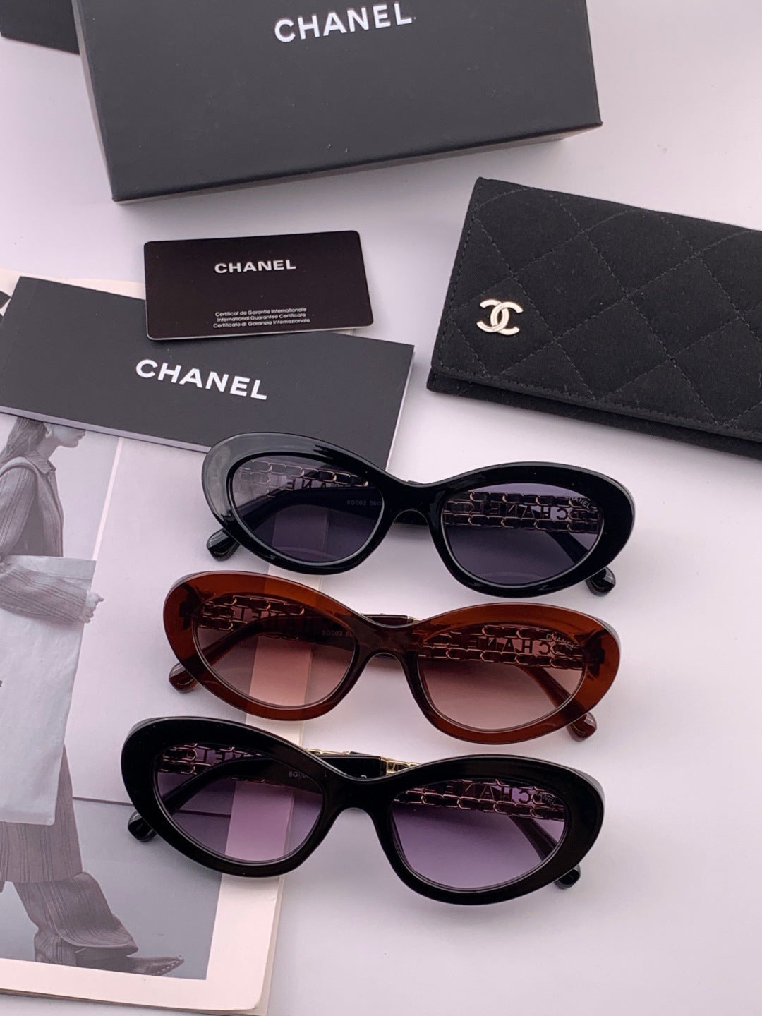 Chanel CH300 Polarized Square Gold Lens Sunglasses for Men & Women - detail image 7