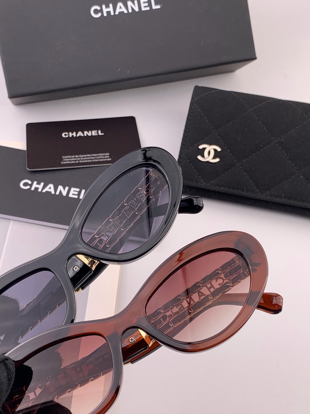 Chanel CH300 Polarized Square Gold Lens Sunglasses for Men & Women - detail image 5
