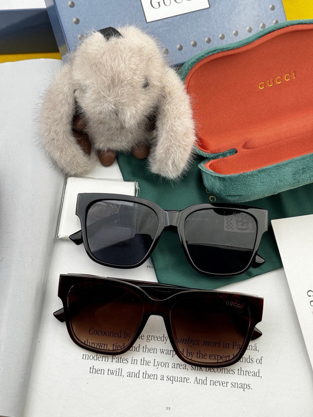 Gucci G35804 Square Gold Lens Sunglasses for Men & Women - detail image 7