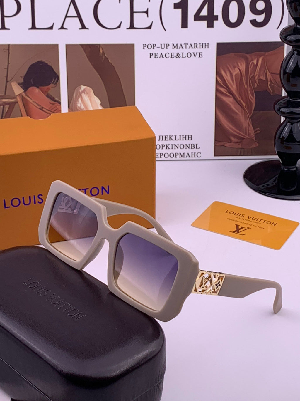 Louis Vuitton L77001 Square Brown Lens Sunglasses for Men & Women - detail image 2