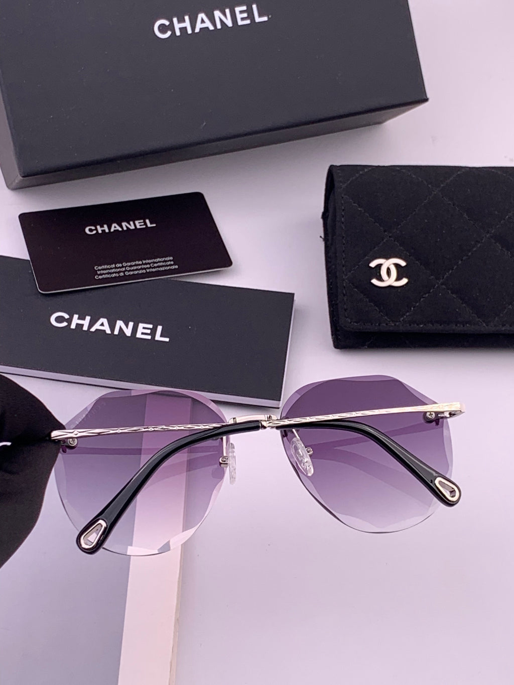 Chanel CH322 Lightweight Rimless Gold Lens Sunglasses for Women - detail image 6