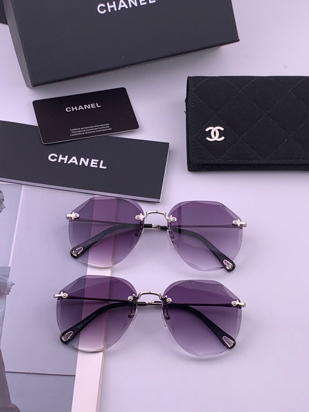 Chanel CH322 Lightweight Rimless Gold Lens Sunglasses for Women - detail image 7