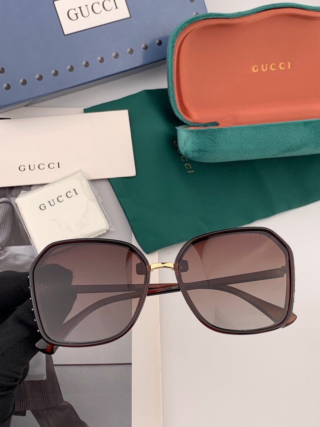 Gucci G14900 Polarized Square Gold Lens Sunglasses for Men & Women
