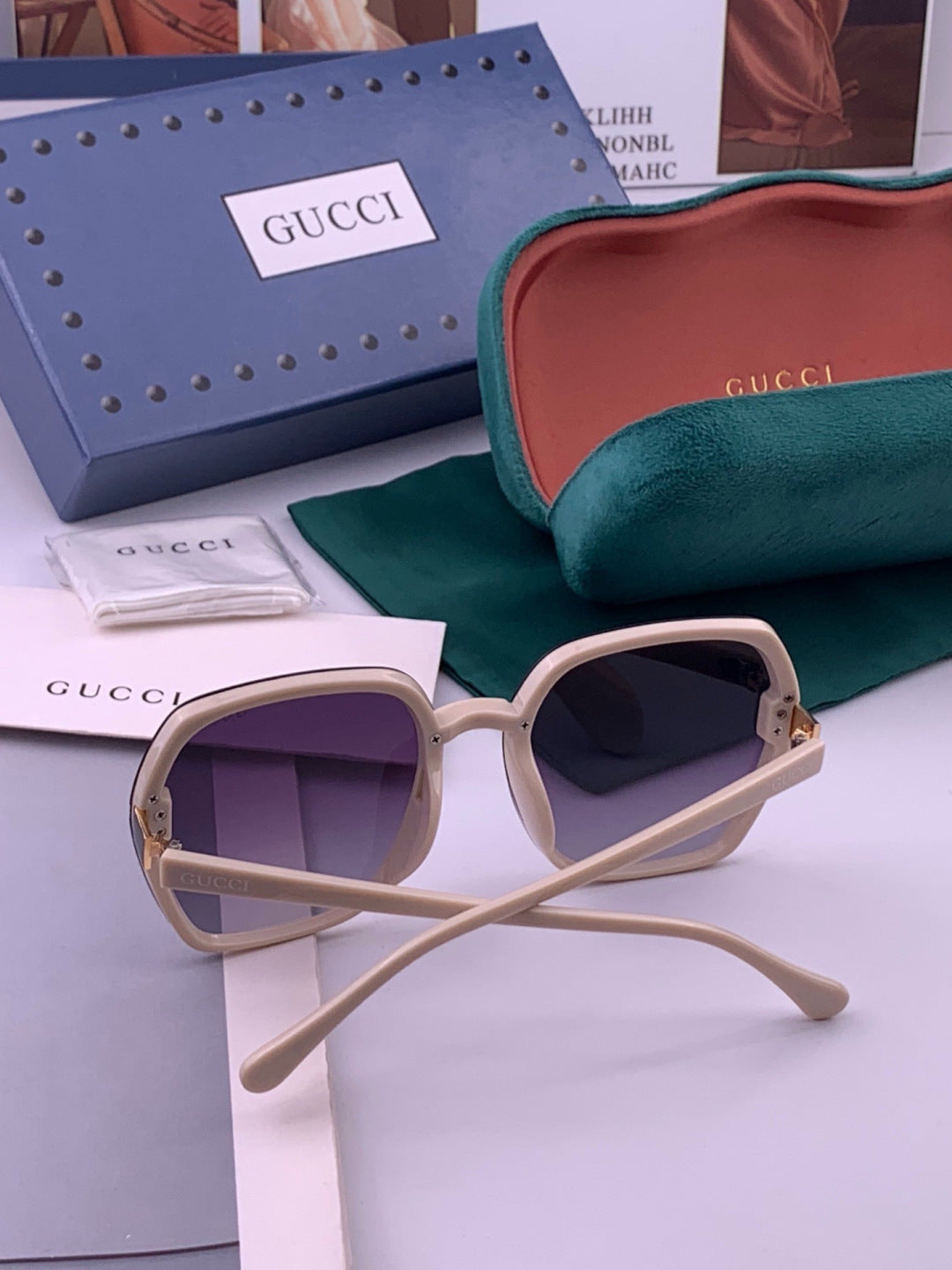 Gucci G313 Square Gold Lens Sunglasses for Men & Women - detail image 5