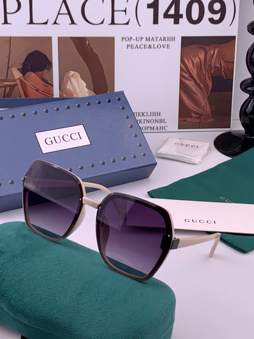 Gucci G313 Square Gold Lens Sunglasses for Men & Women - detail image 2
