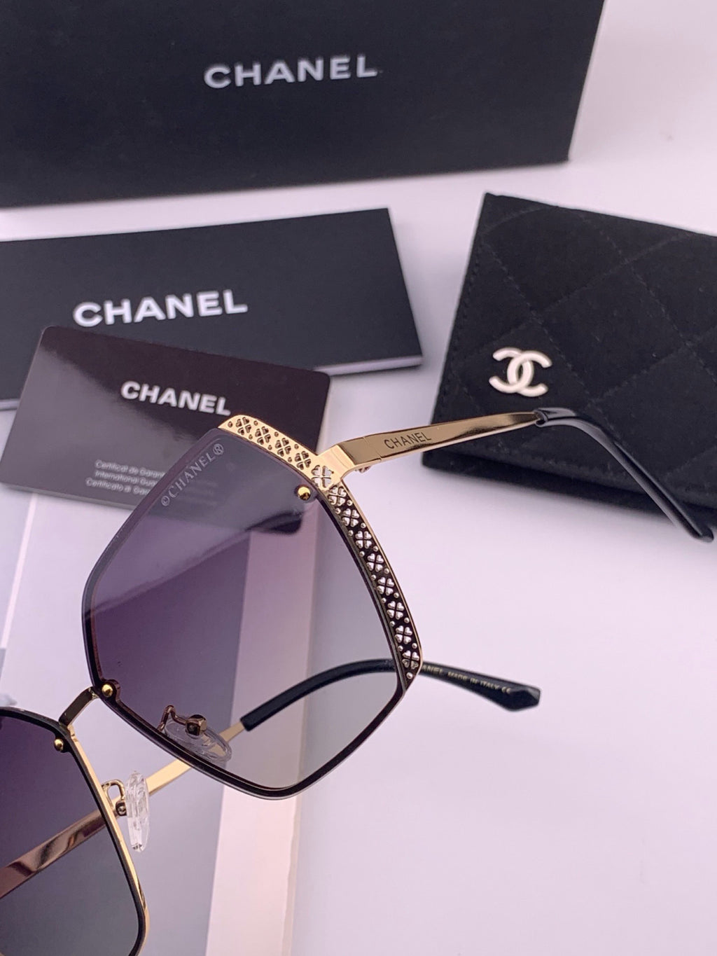 Chanel CH1791 Lightweight Rimless Gold Lens Sunglasses for Women - detail image 2