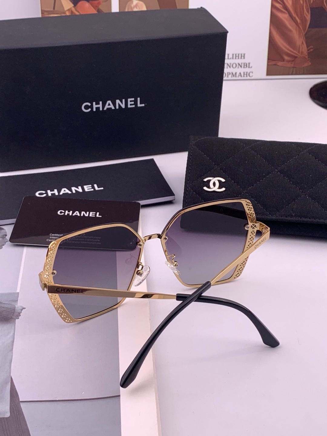 Chanel CH1791 Lightweight Rimless Gold Lens Sunglasses for Women - detail image 5