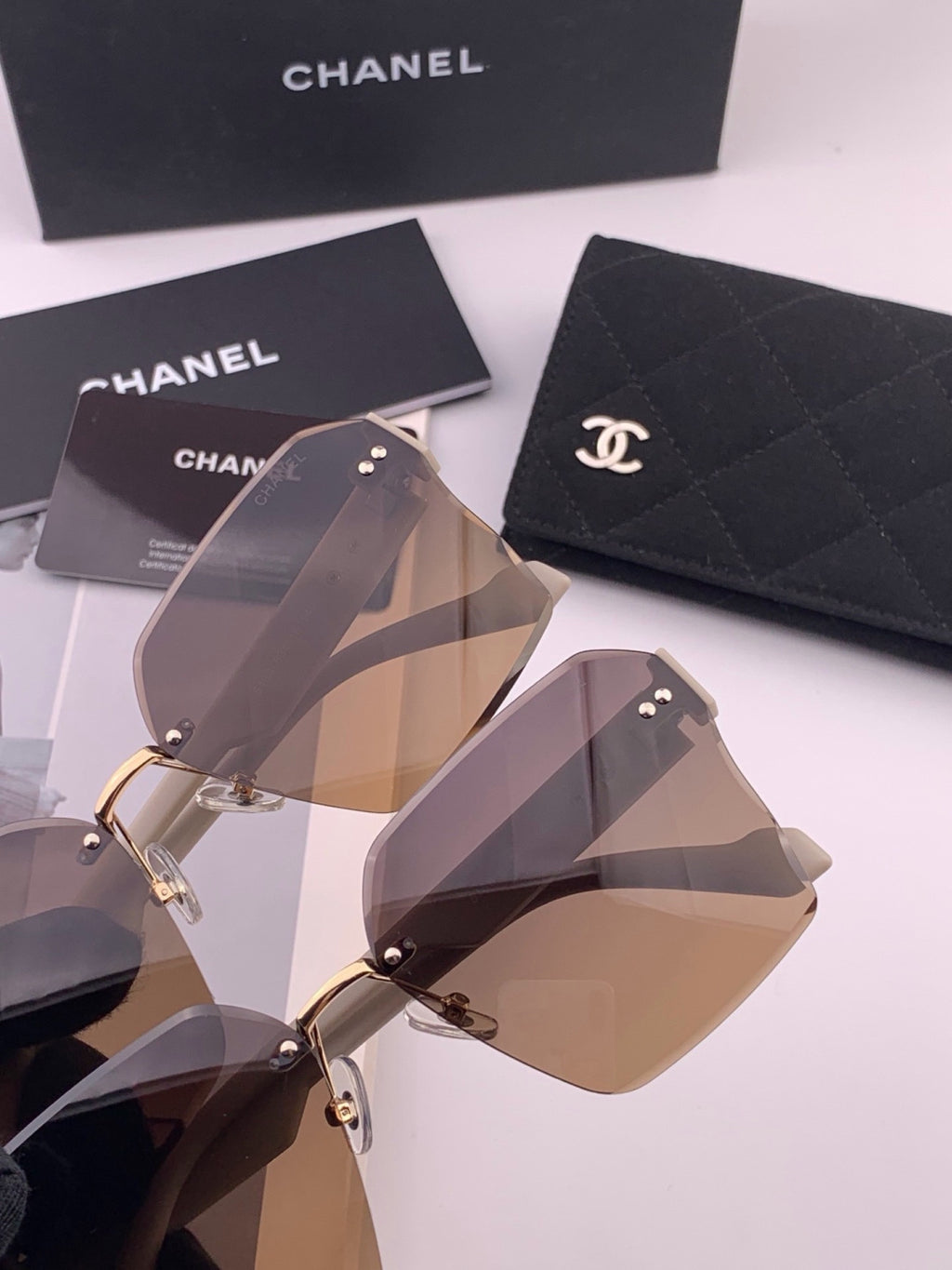 Chanel CH8851 Polarized Square Gold Lens Sunglasses for Women - 486698 - detail image 4