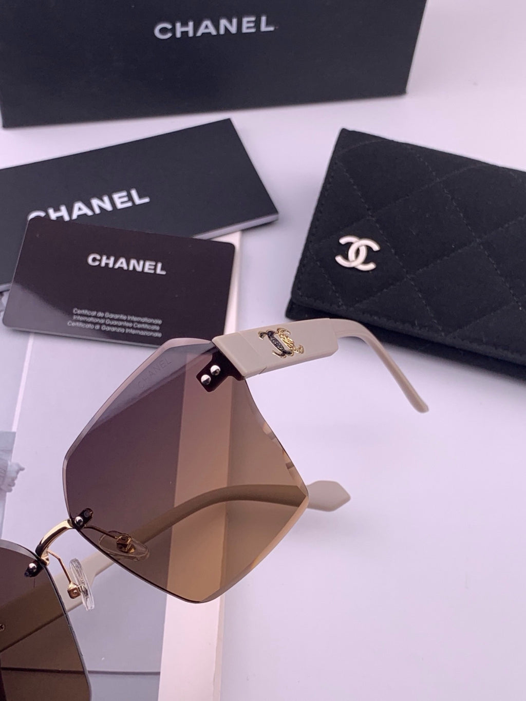 Chanel CH8851 Polarized Square Gold Lens Sunglasses for Women - 486698 - detail image 3