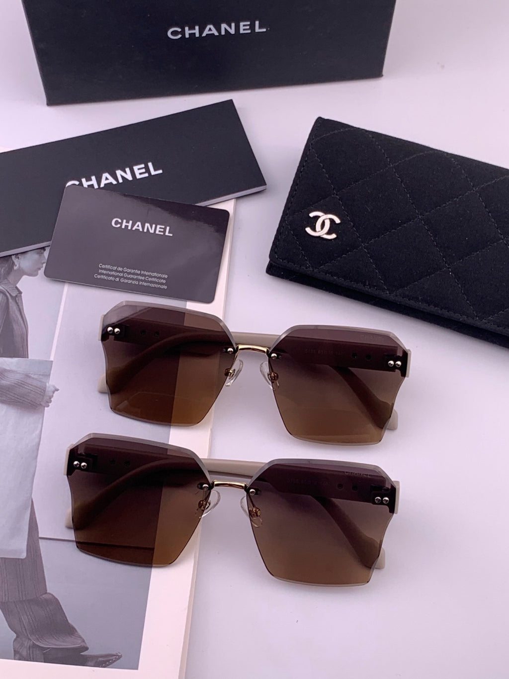 Chanel CH8851 Polarized Square Gold Lens Sunglasses for Women - 486698 - detail image 7