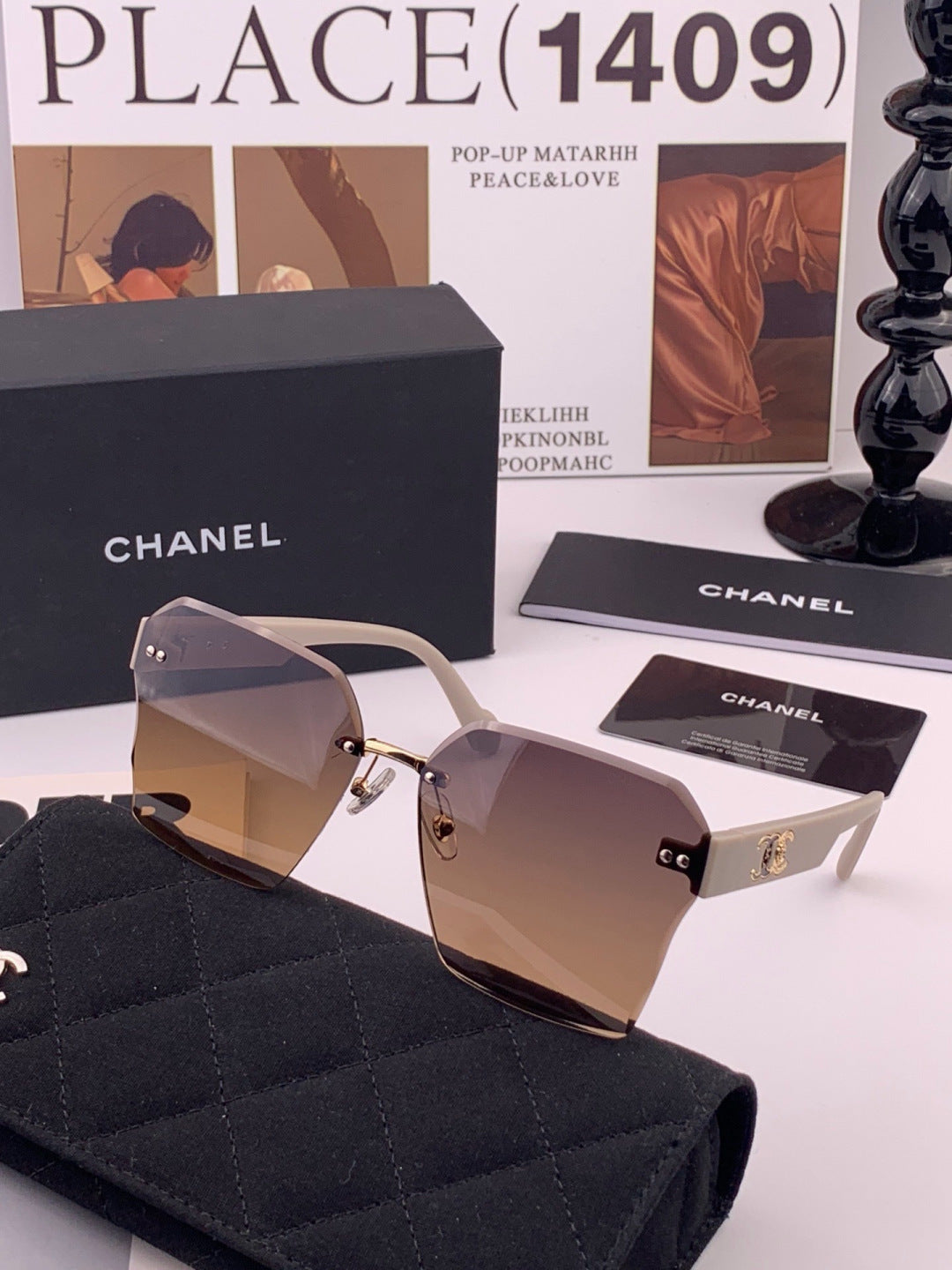 Chanel CH8851 Polarized Square Gold Lens Sunglasses for Women - 486698 - detail image 2