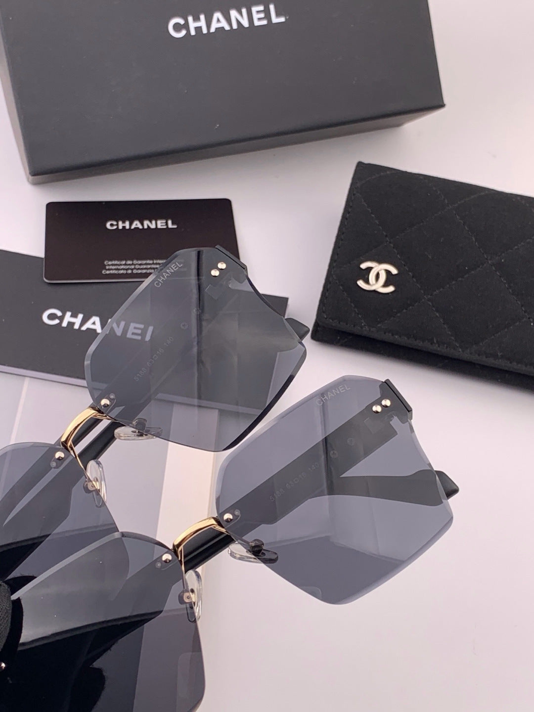 Chanel CH8851 Polarized Square Gold Lens Sunglasses for Women - detail image 5