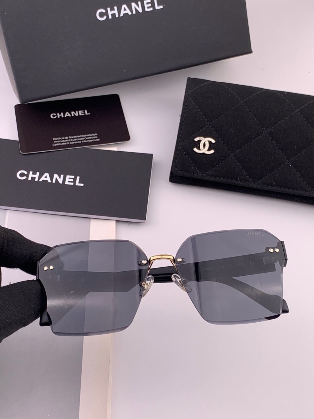 Chanel CH8851 Polarized Square Gold Lens Sunglasses for Women