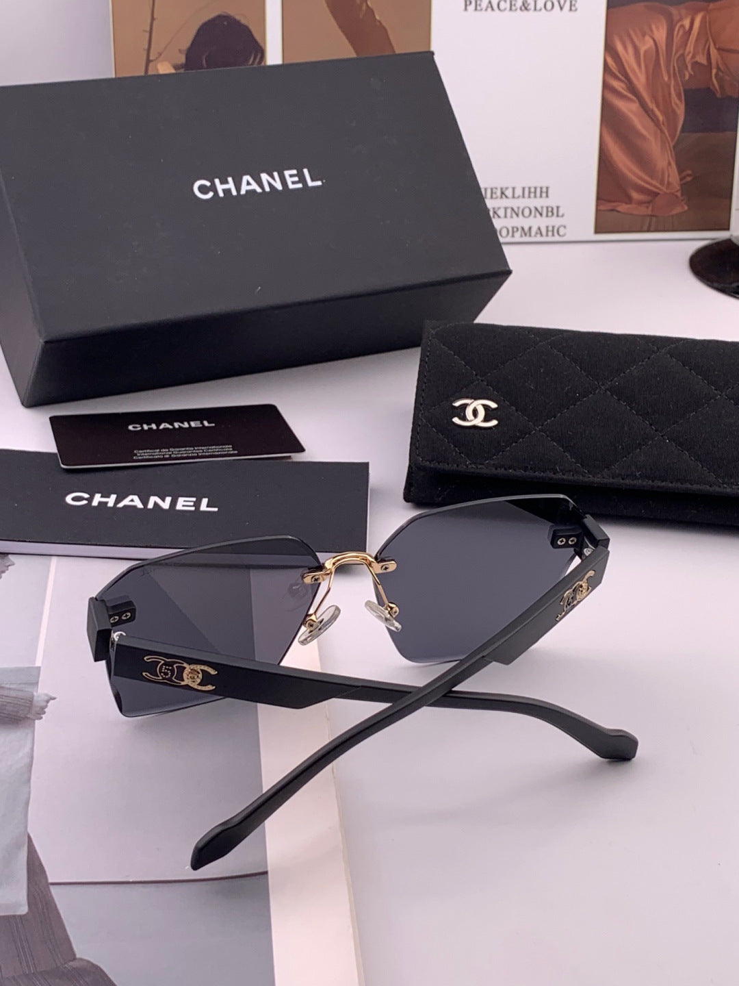 Chanel CH8851 Polarized Square Gold Lens Sunglasses for Women - detail image 6