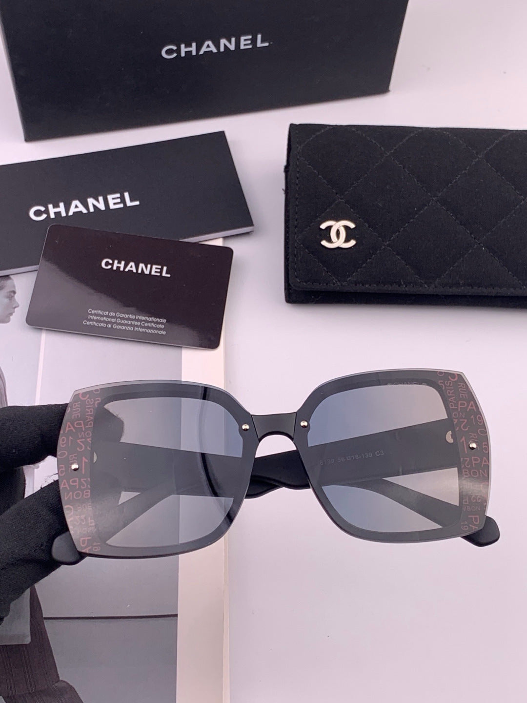 Chanel CH9813 Polarized Square Gold Lens Sunglasses for Women