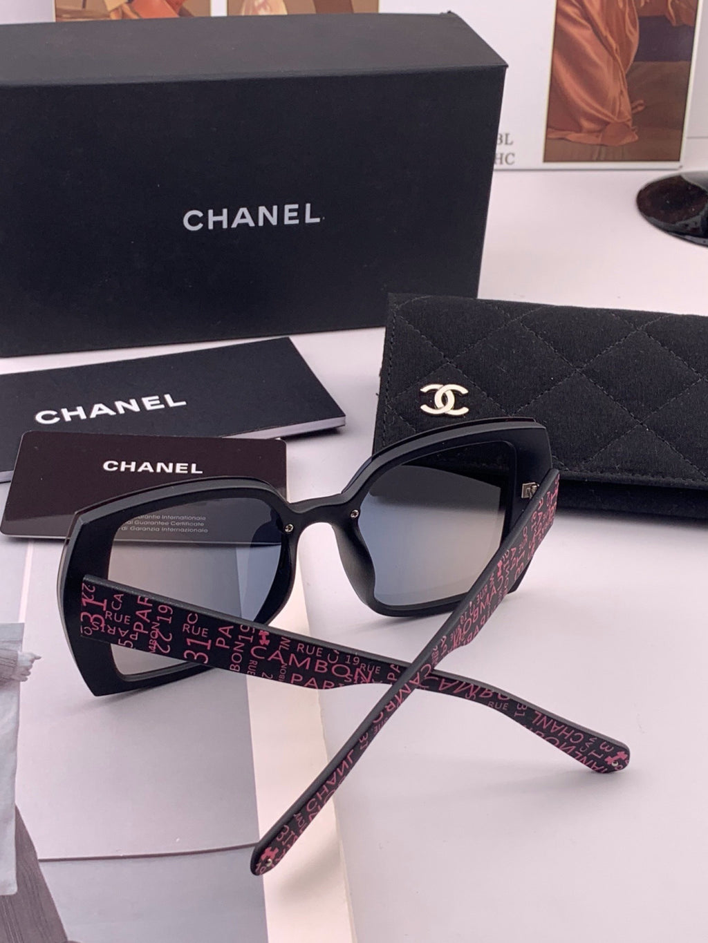 Chanel CH9813 Polarized Square Gold Lens Sunglasses for Women - detail image 6