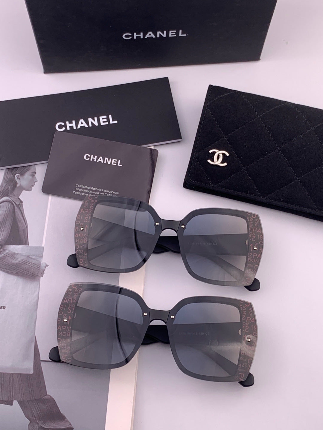 Chanel CH9813 Polarized Square Gold Lens Sunglasses for Women - detail image 7