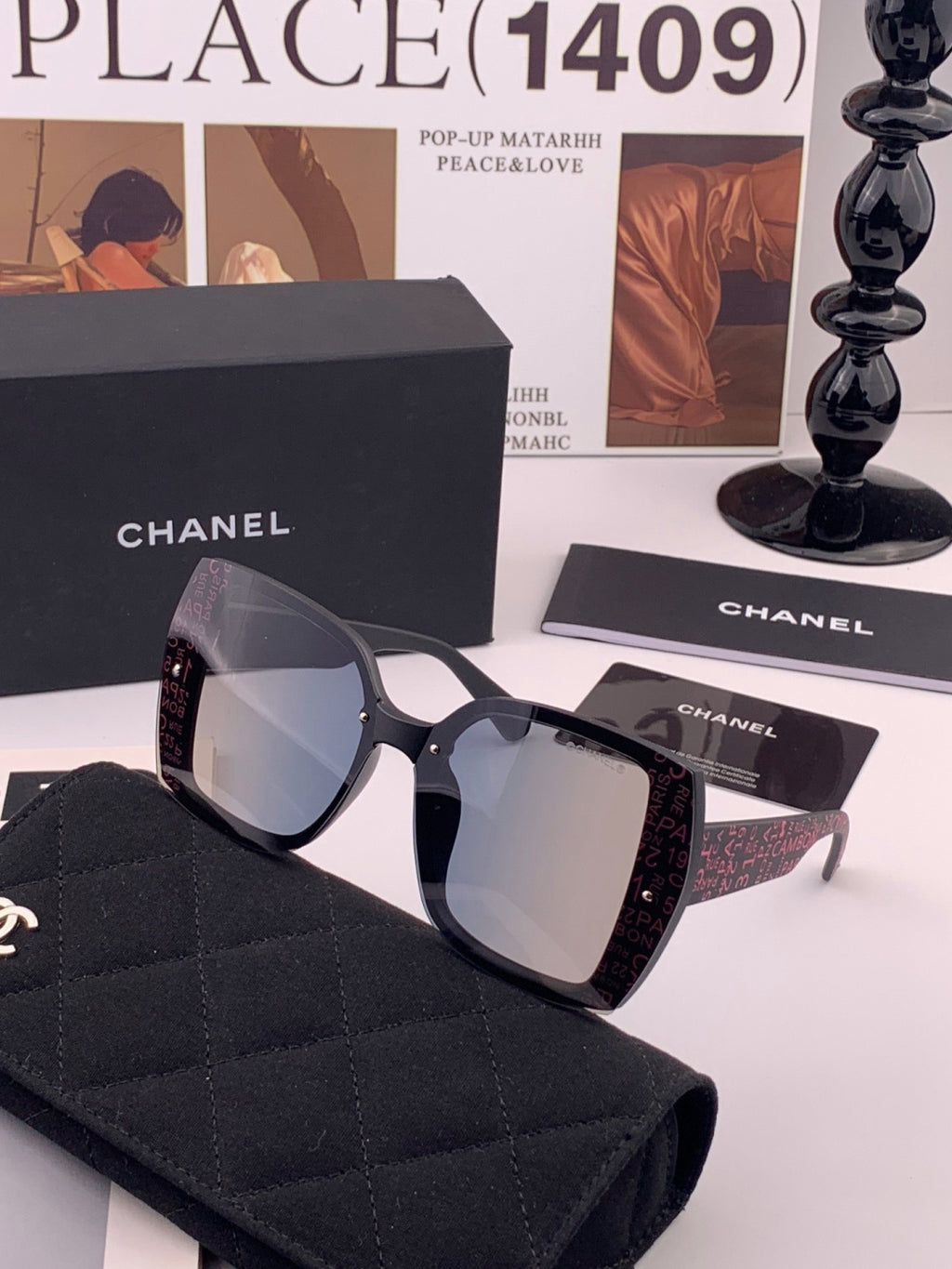 Chanel CH9813 Polarized Square Gold Lens Sunglasses for Women - detail image 2