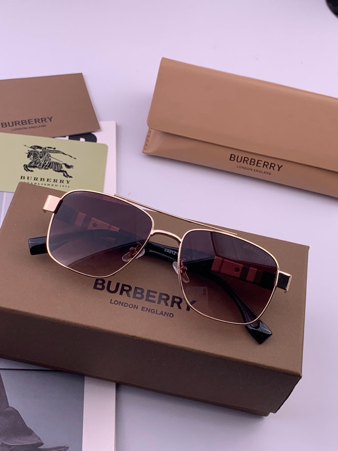Burberry B201 Aviator Black Lens Sunglasses for Men - detail image 7