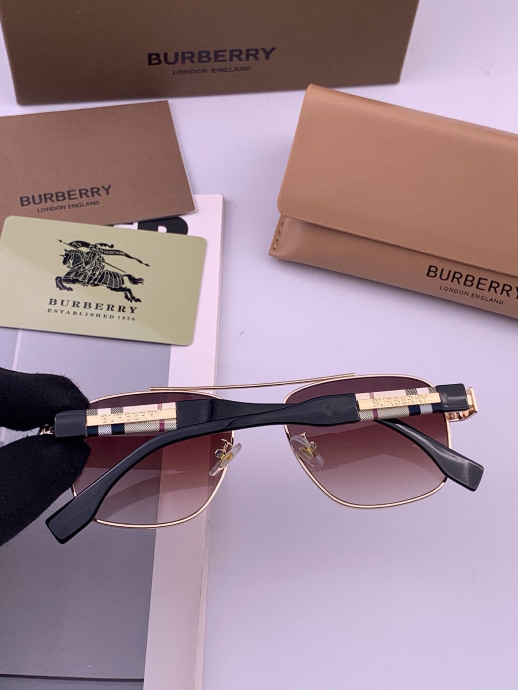 Burberry B201 Aviator Black Lens Sunglasses for Men - detail image 5
