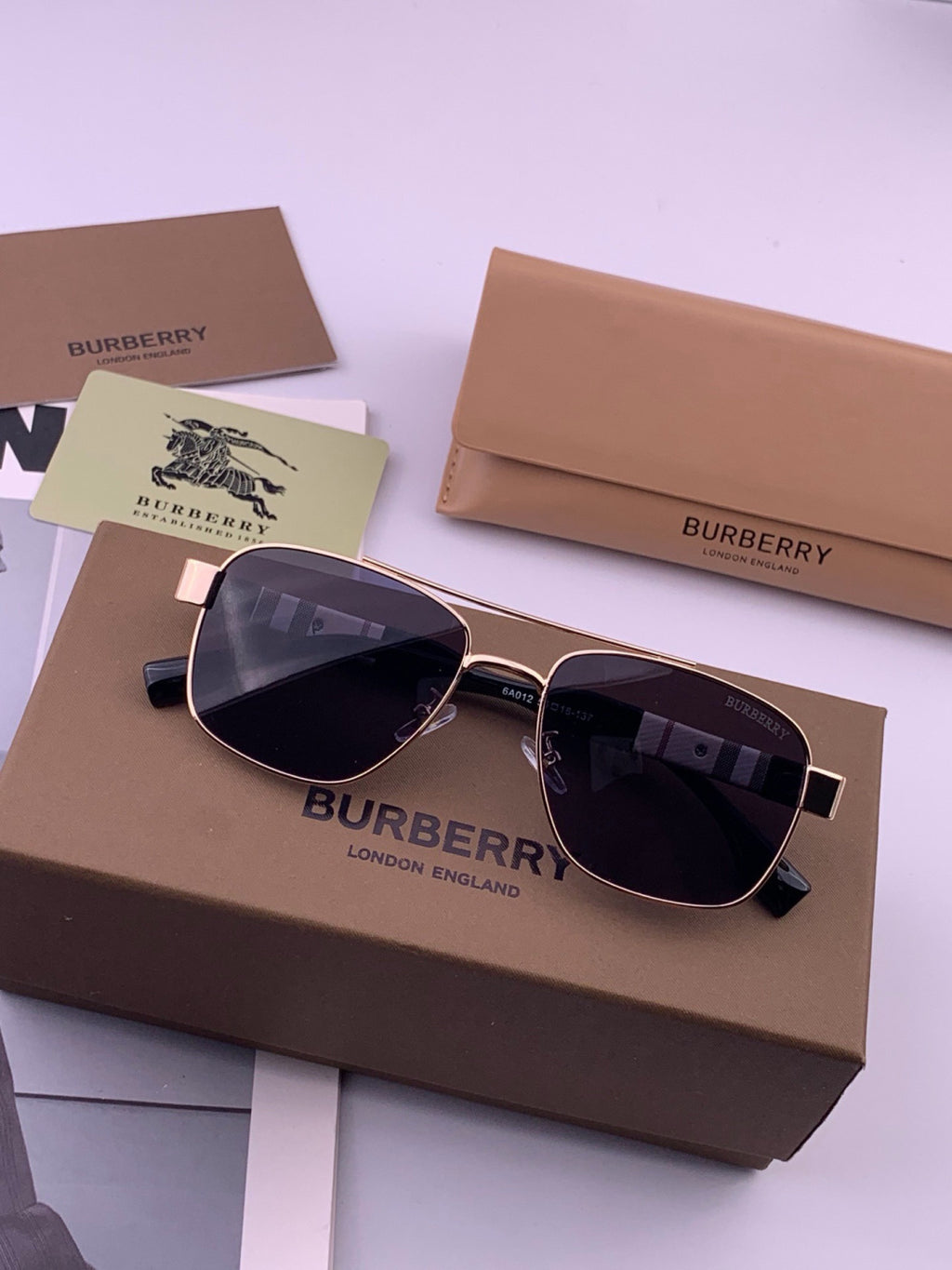 Burberry B201 Aviator Blue Lens Sunglasses for Men - 487476 - detail image 7