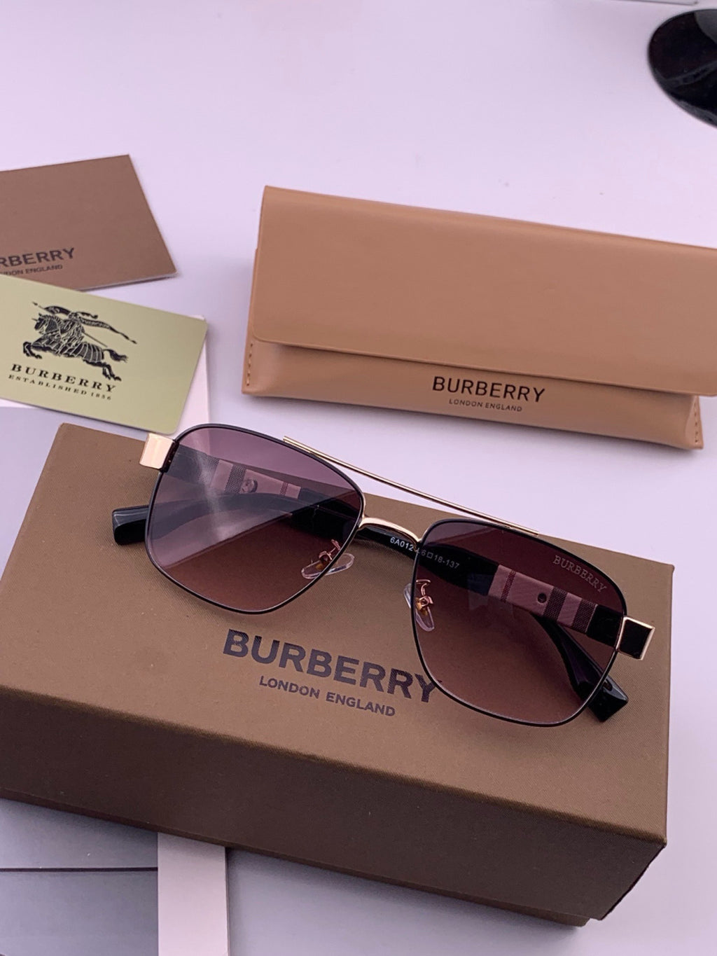 Burberry B201 Aviator Purple Lens Sunglasses for Men - detail image 5