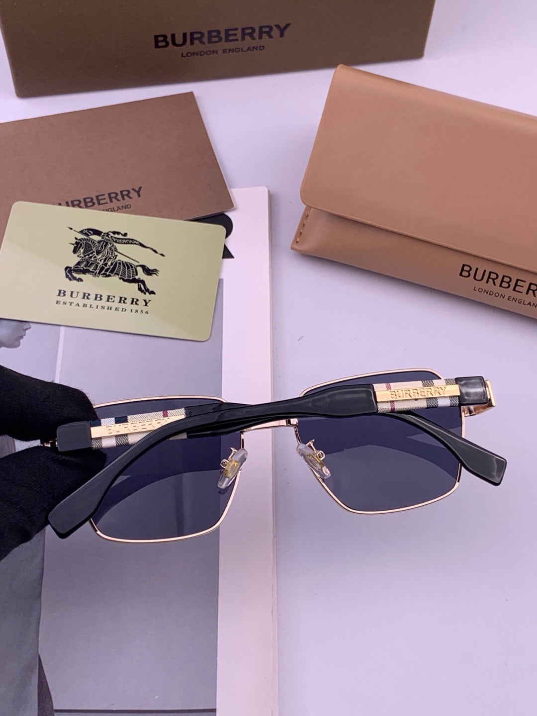Burberry 101 Aviator Blue Lens Sunglasses for Men - 487479 - detail image 4