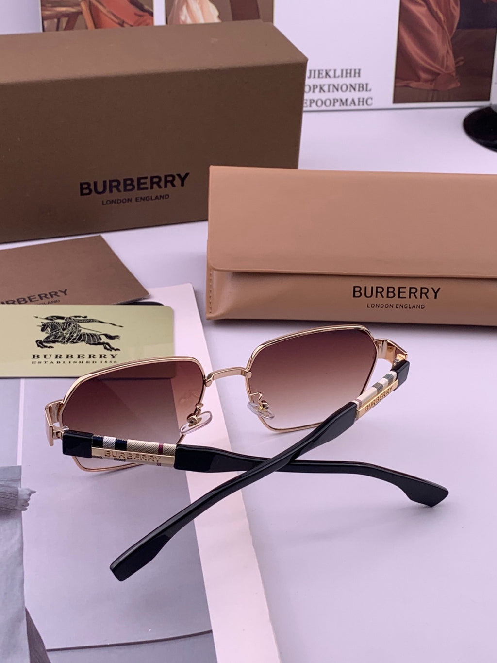 Burberry 101 Aviator Purple Lens Sunglasses for Men - detail image 4