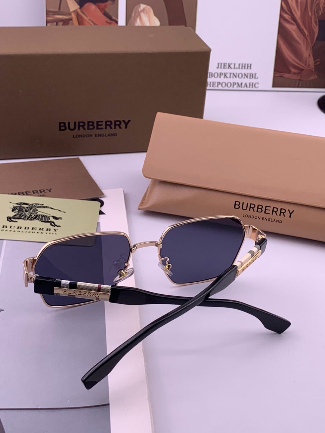 Burberry 101 Aviator Blue Lens Sunglasses for Men - detail image 5