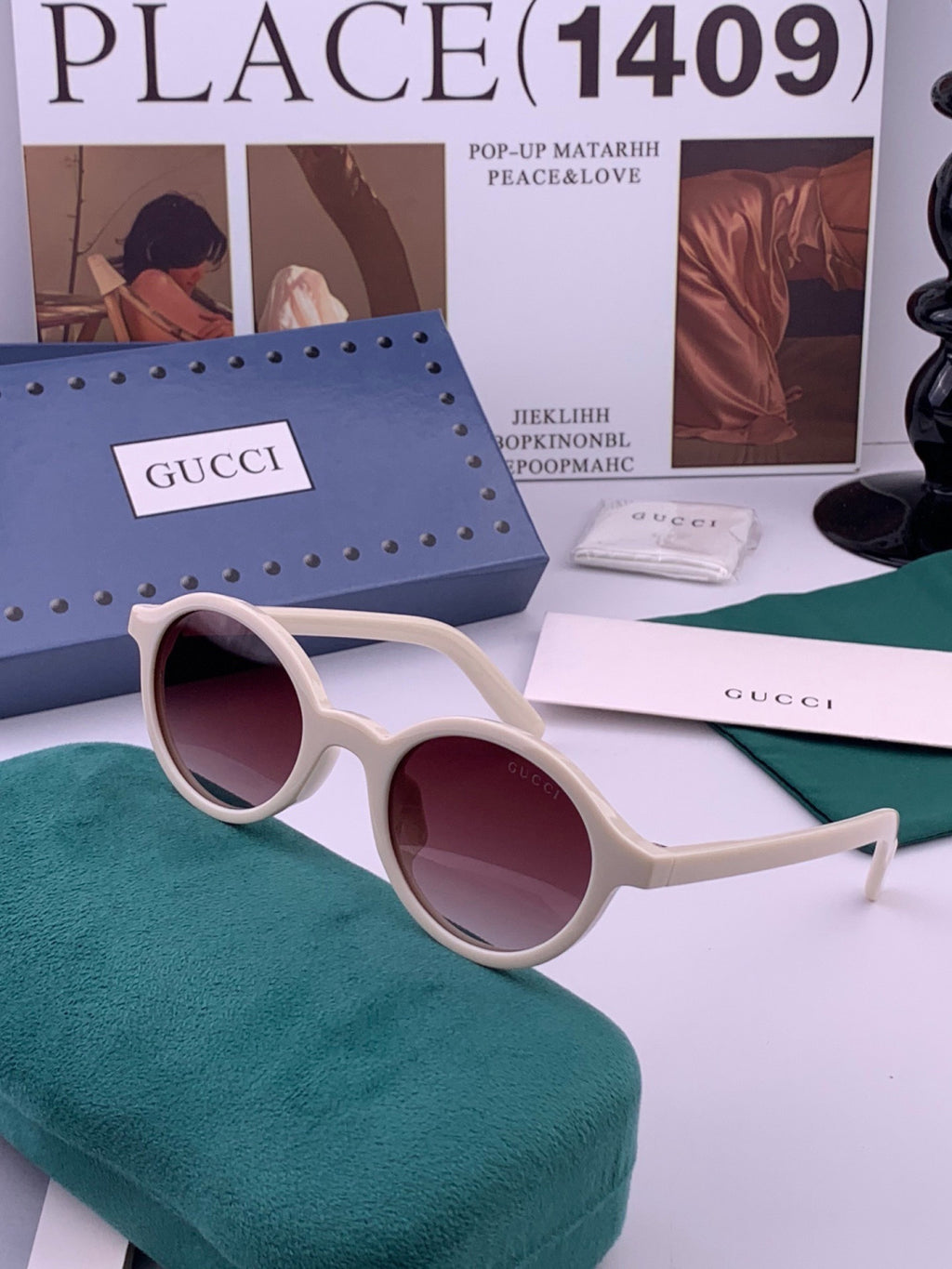 Gucci G6910 Polarized Round Red Lens Sunglasses for Women - detail image 2