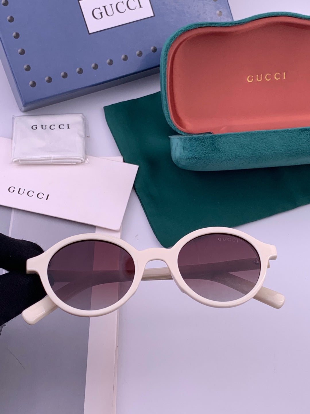 Gucci G6910 Polarized Round Red Lens Sunglasses for Women