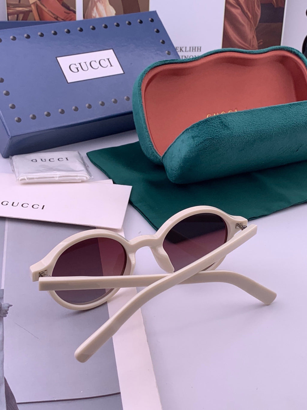 Gucci G6910 Polarized Round Red Lens Sunglasses for Women - detail image 6
