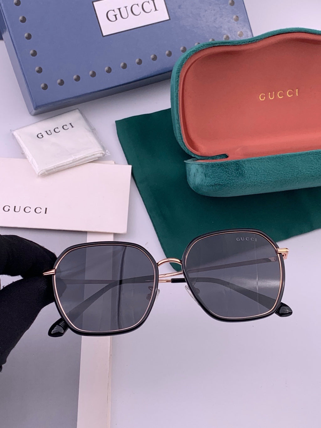 Gucci G8384 Metal Fashion Red Lens Sunglasses for Men & Women