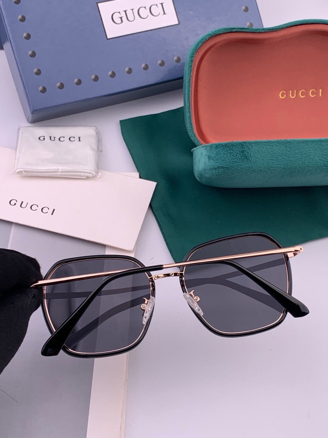 Gucci G8384 Metal Fashion Red Lens Sunglasses for Men & Women - detail image 5