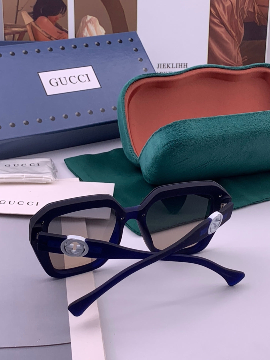Gucci G7177 Polarized Square Black Lens Sunglasses for Women - detail image 6