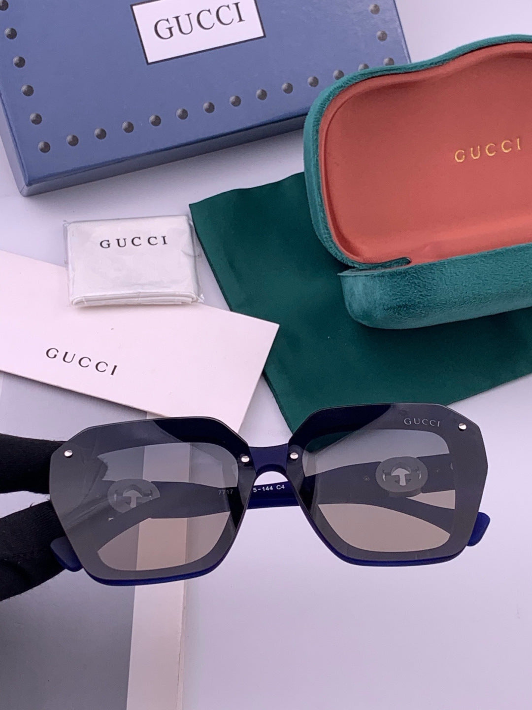 Gucci G7177 Polarized Square Black Lens Sunglasses for Women