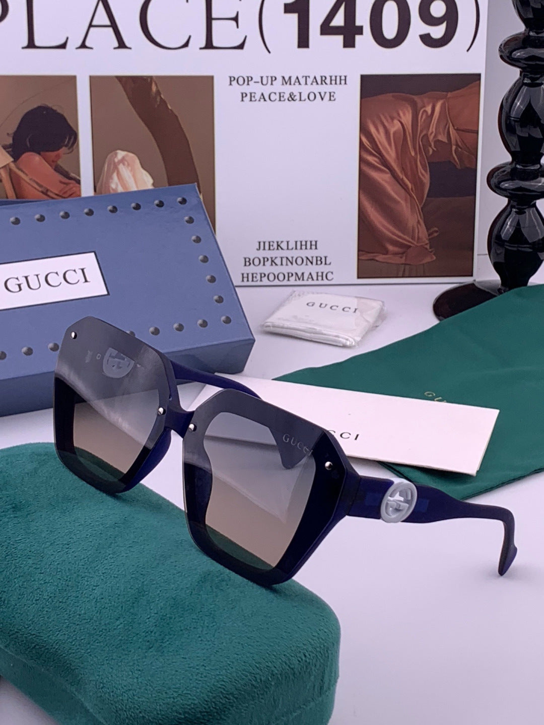 Gucci G7177 Polarized Square Black Lens Sunglasses for Women - detail image 2