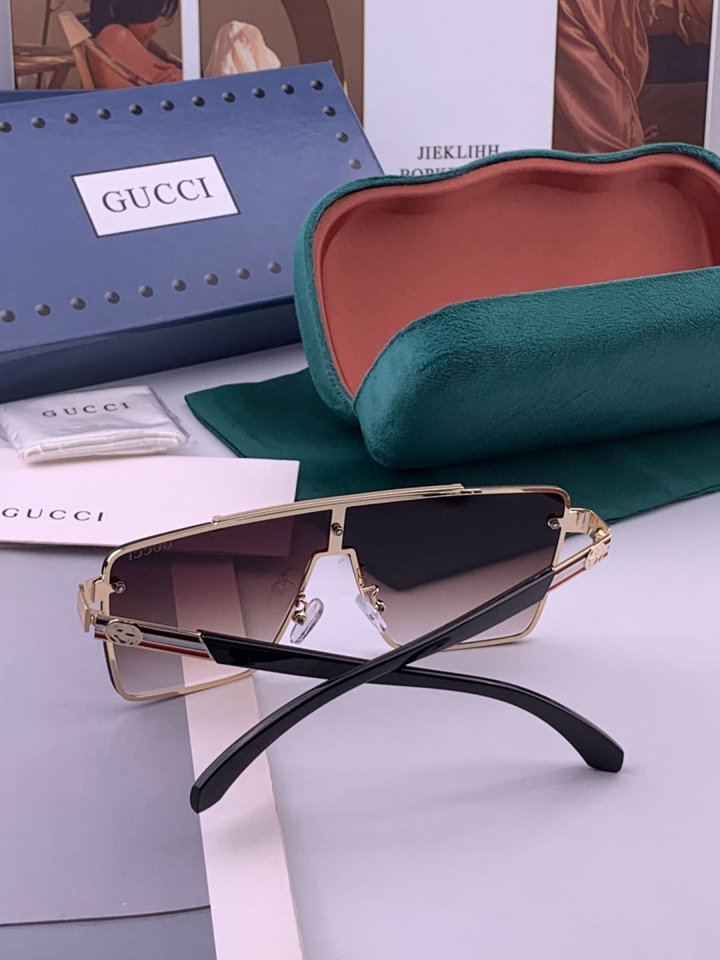 Gucci G51754 Aviator Black Lens Sunglasses for Men & Women - 486486 - detail image 7