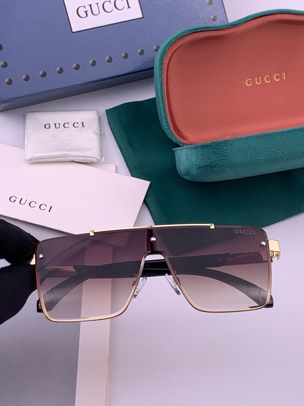 Gucci G51754 Aviator Black Lens Sunglasses for Men & Women - 486486