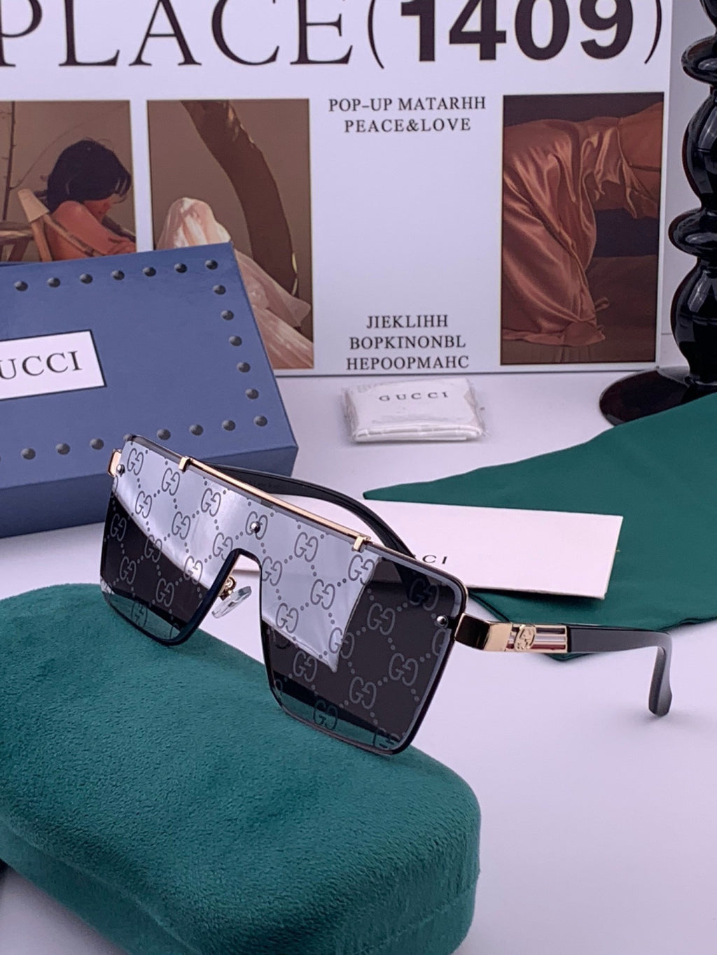 Gucci G51754 Aviator Blue Lens Sunglasses for Men & Women - detail image 2