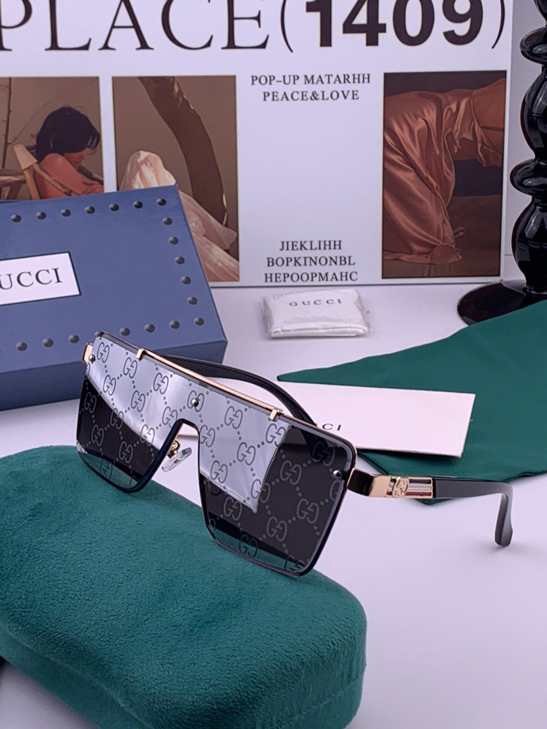 Gucci G51754 Aviator Blue Lens Sunglasses for Men & Women - detail image 2