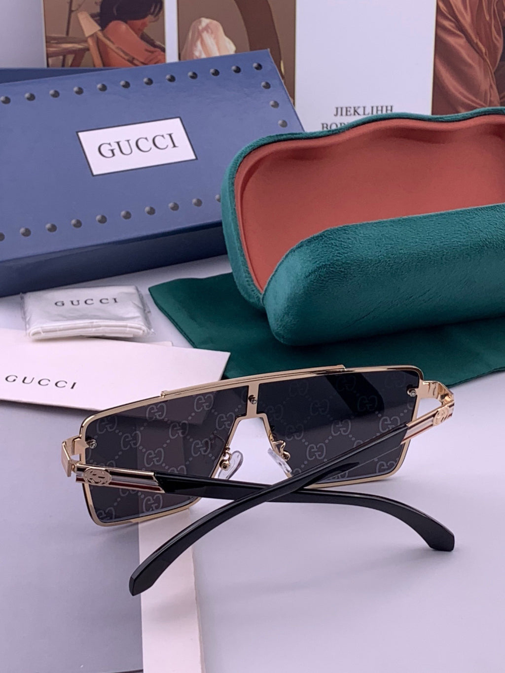 Gucci G51754 Aviator Blue Lens Sunglasses for Men & Women - detail image 7