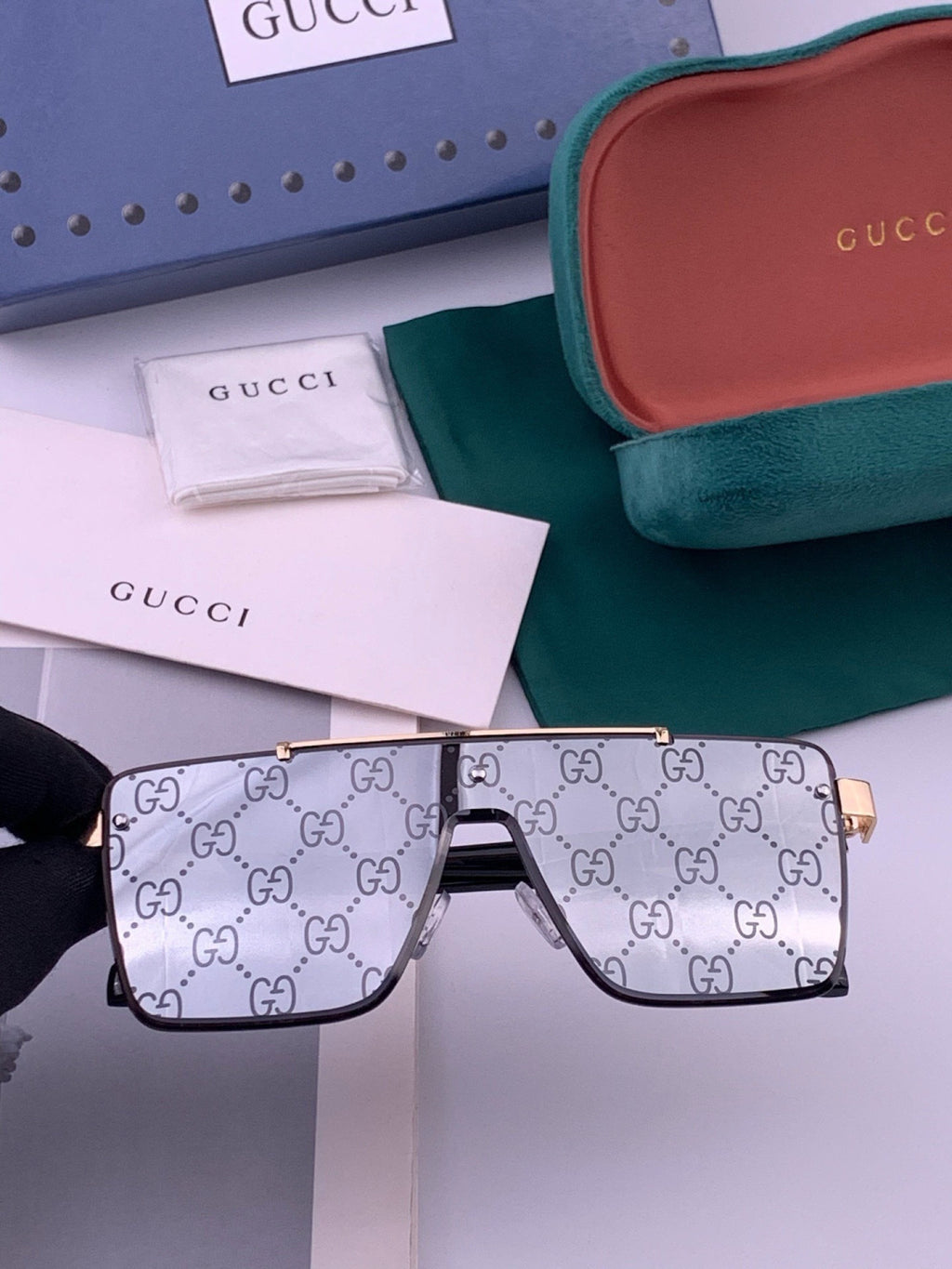 Gucci G51754 Aviator Blue Lens Sunglasses for Men & Women