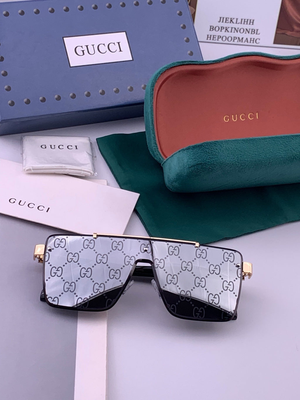 Gucci G51754 Aviator Blue Lens Sunglasses for Men & Women - detail image 5