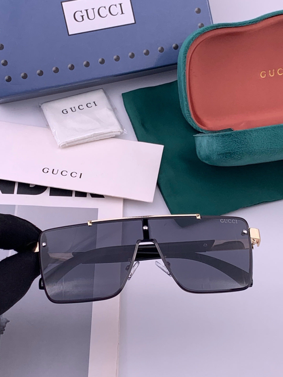 Gucci G51754 Aviator Black Lens Sunglasses for Men & Women