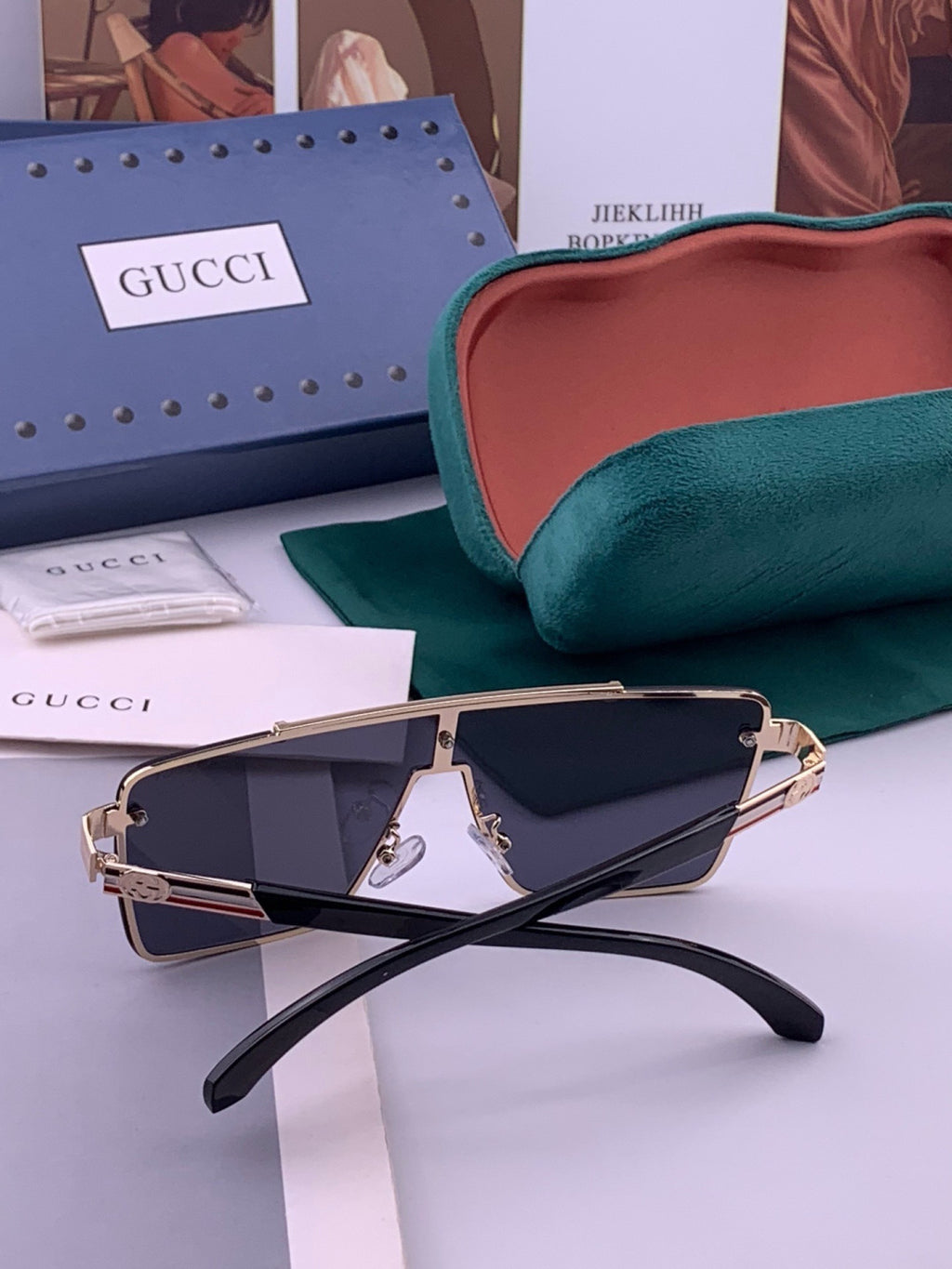 Gucci G51754 Aviator Black Lens Sunglasses for Men & Women - detail image 5