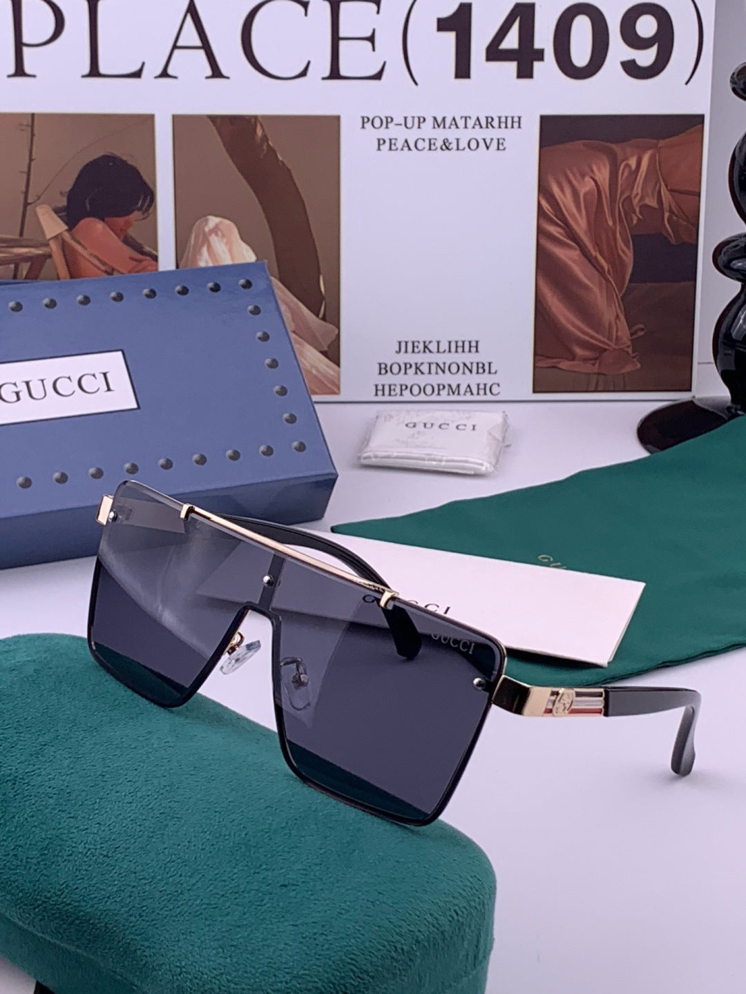 Gucci G51754 Aviator Black Lens Sunglasses for Men & Women - detail image 2