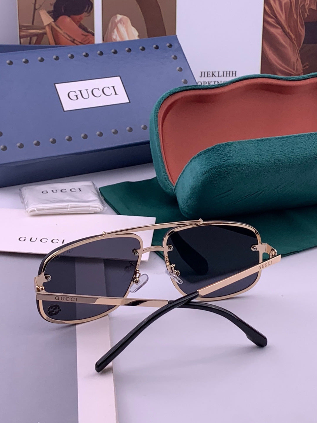 Gucci G41741 Aviator Black Lens Sunglasses for Men & Women - 486490 - detail image 5